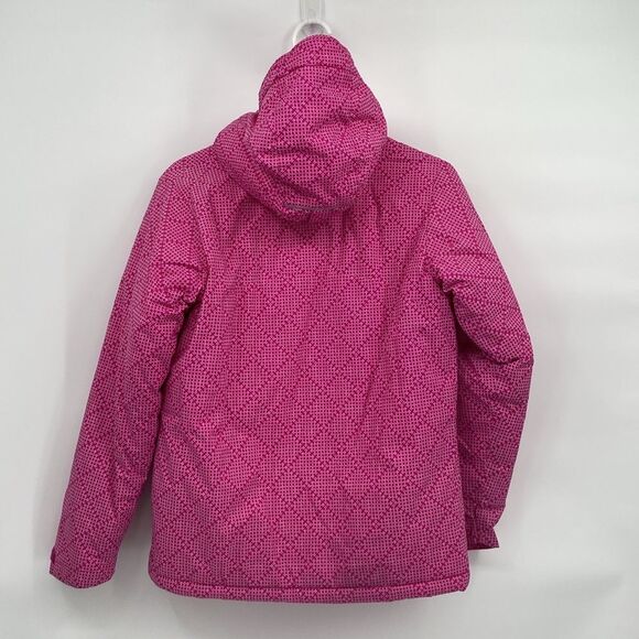 Columbia Pink Puffer Winter Coat Reflectors Hooded Girls Large 14/16 - Picture 7 of 8